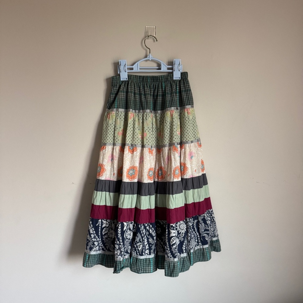 UNIF Green and Multicolor Midi Skirt